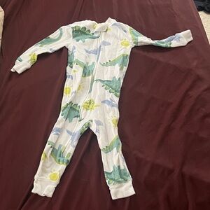 Carter's White and Green Dinosaur Footie Pajamas